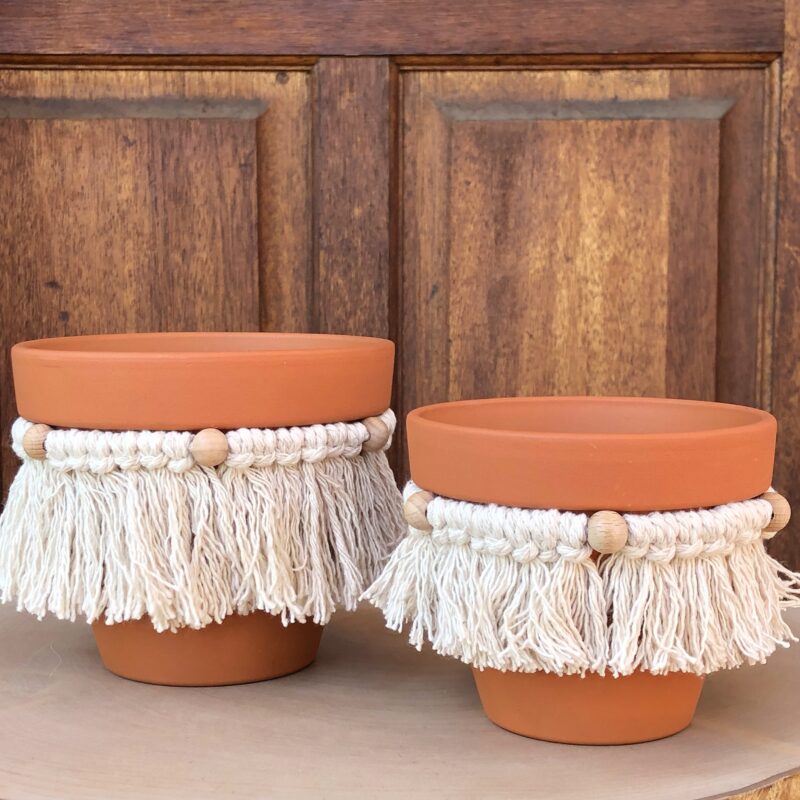 Terracotta Pot w/ Natural Macrame